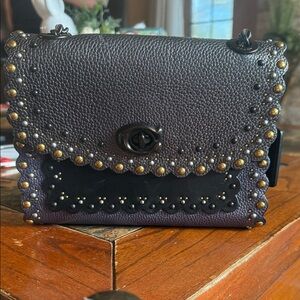 Coach Black and Gold Studded Mini Bag